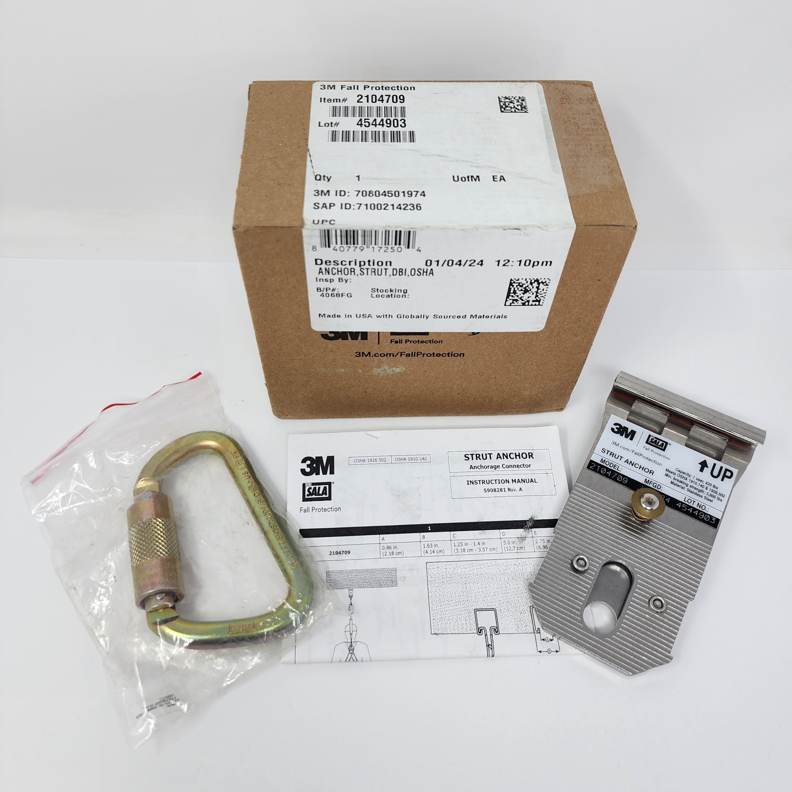 3M DBI-SALA Strut Anchor 2104709 Fall Protection Anchorage Connector