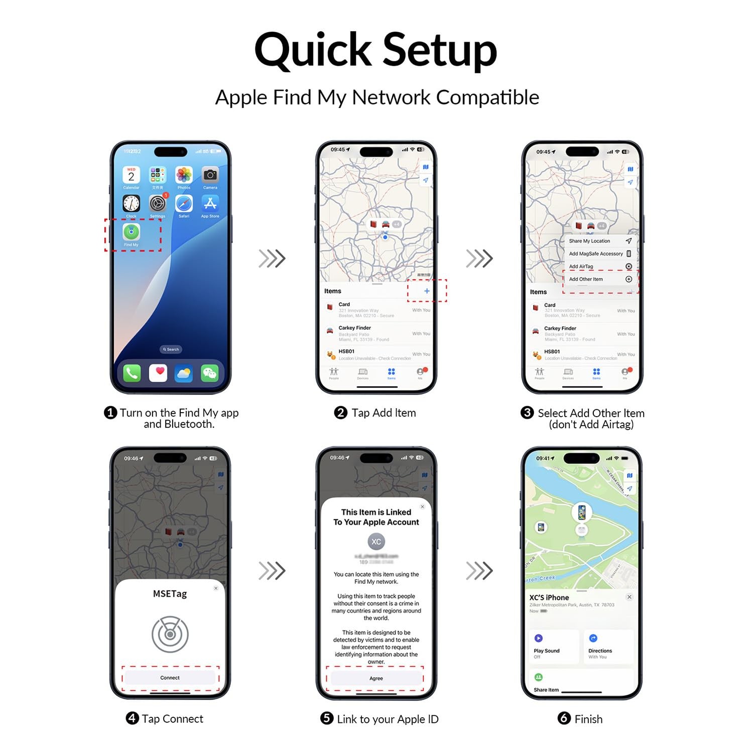 Tracker Tag (4 Pack) - Apple MFi Certified & IP67 Waterproof | Works with App...