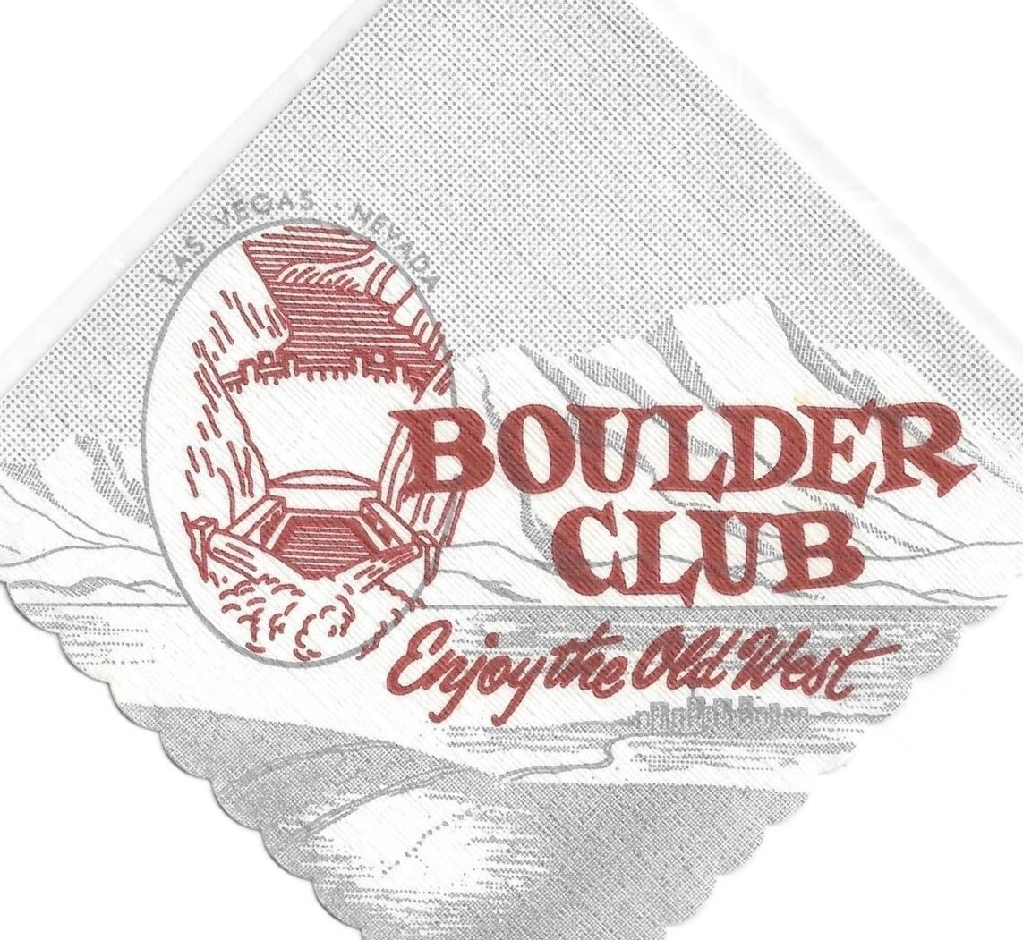 Boulder Club Casino Original Cocktail Napkin Enjoy The West Las Vegas NV c 1950s