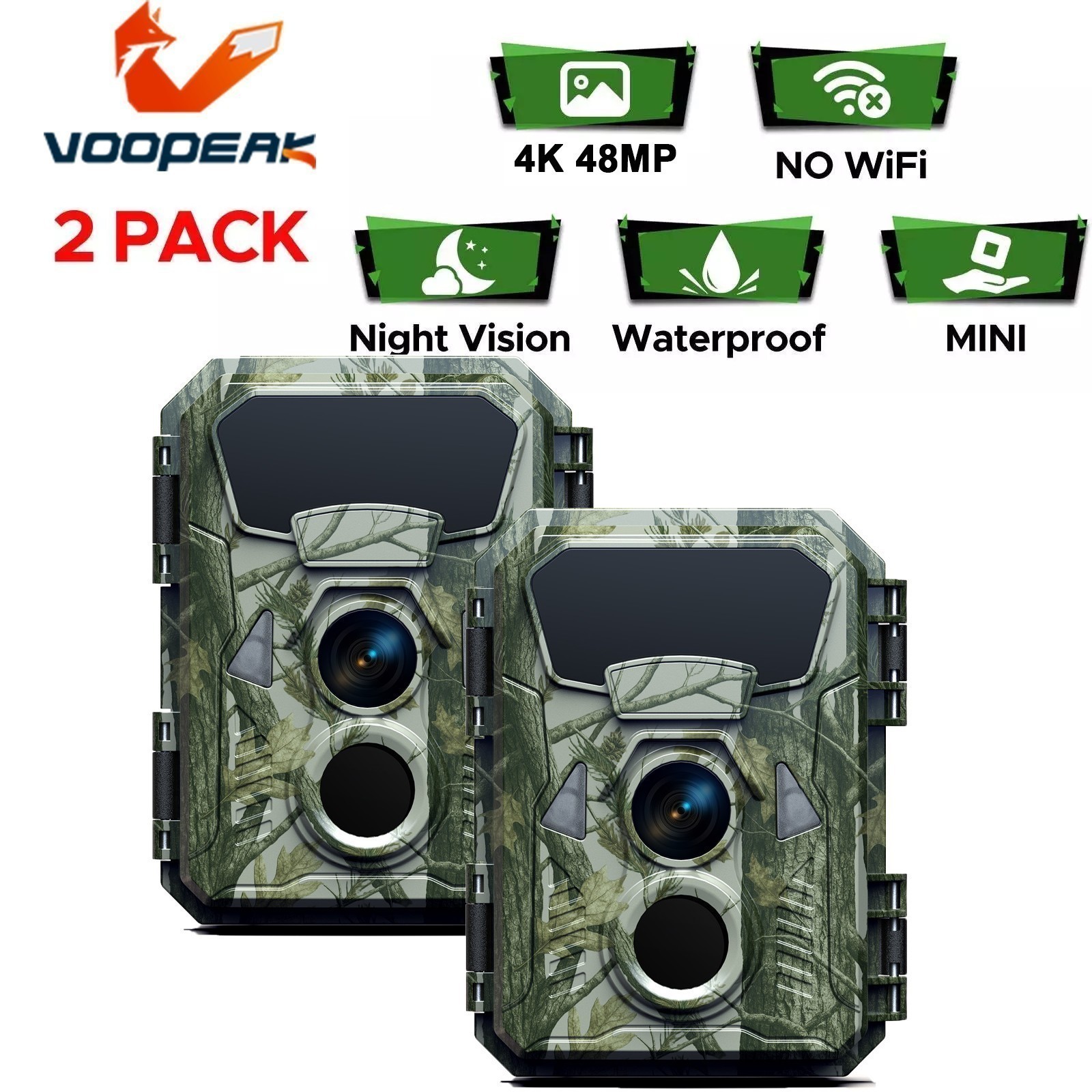2X Campark 48MP Trail Camera Wildlife Hunting Game Scouting Cam PIR Night Vision