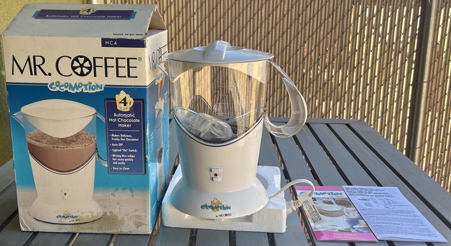 Mr. Coffee Cocomotion HC4 Automatic Hot Chocolate Maker 4 Cup New In Open Box
