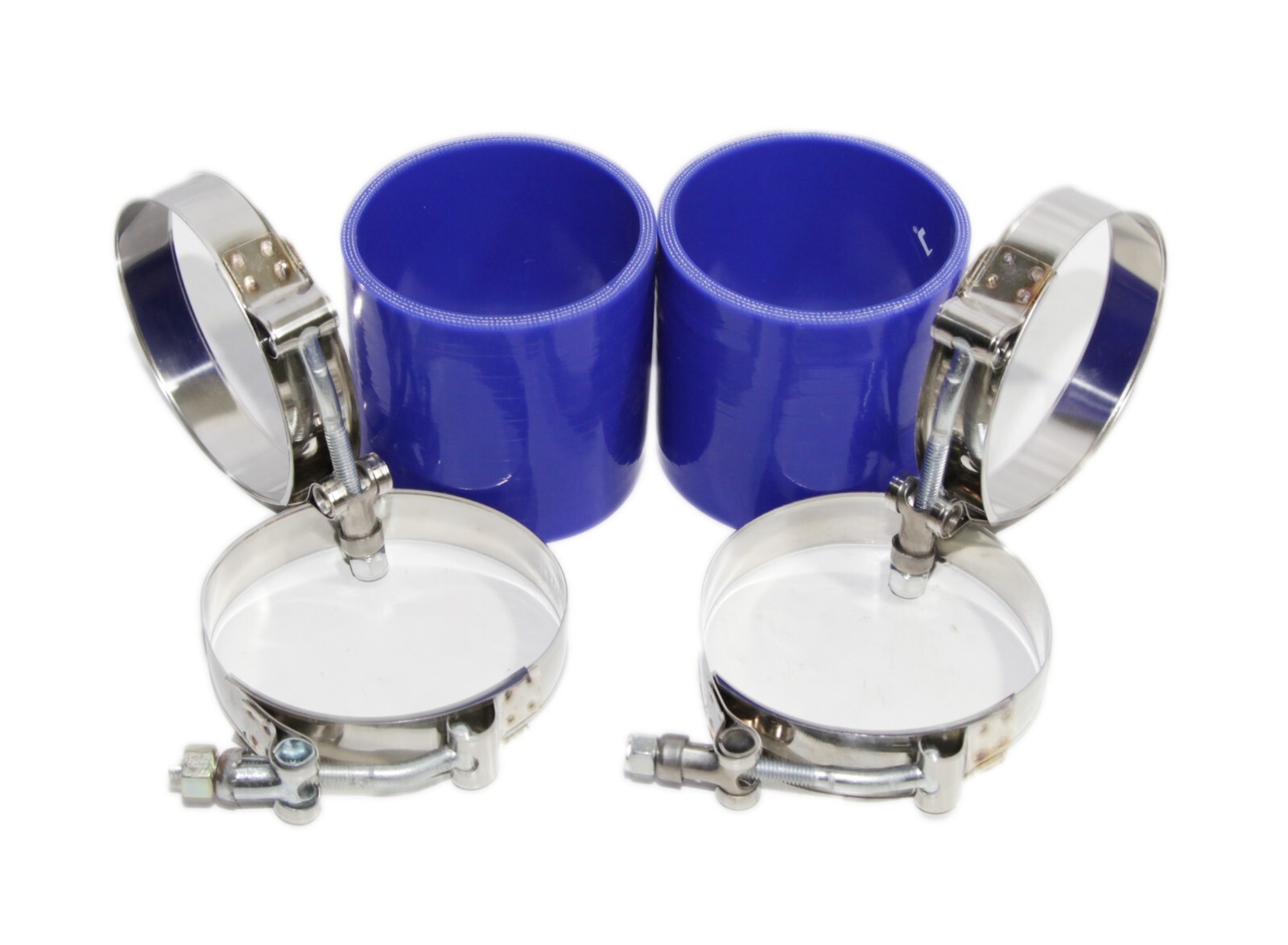 Universal BLUE 4PLY 2x Straight 3.0"-3.0"ID Silicone+ 4xStainles Steel T-clamp
