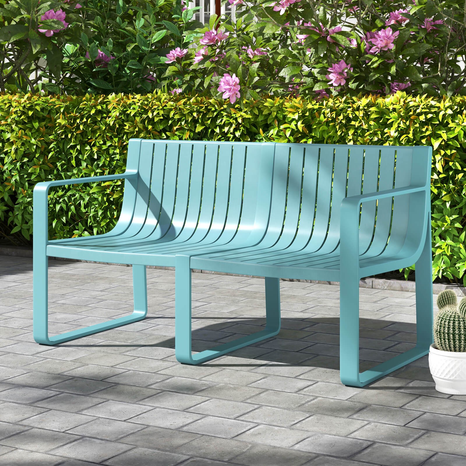 5-Piece Patio Furniture Set w/ 1 Loveseat 2 Patio Chairs & 2 Side Tables
