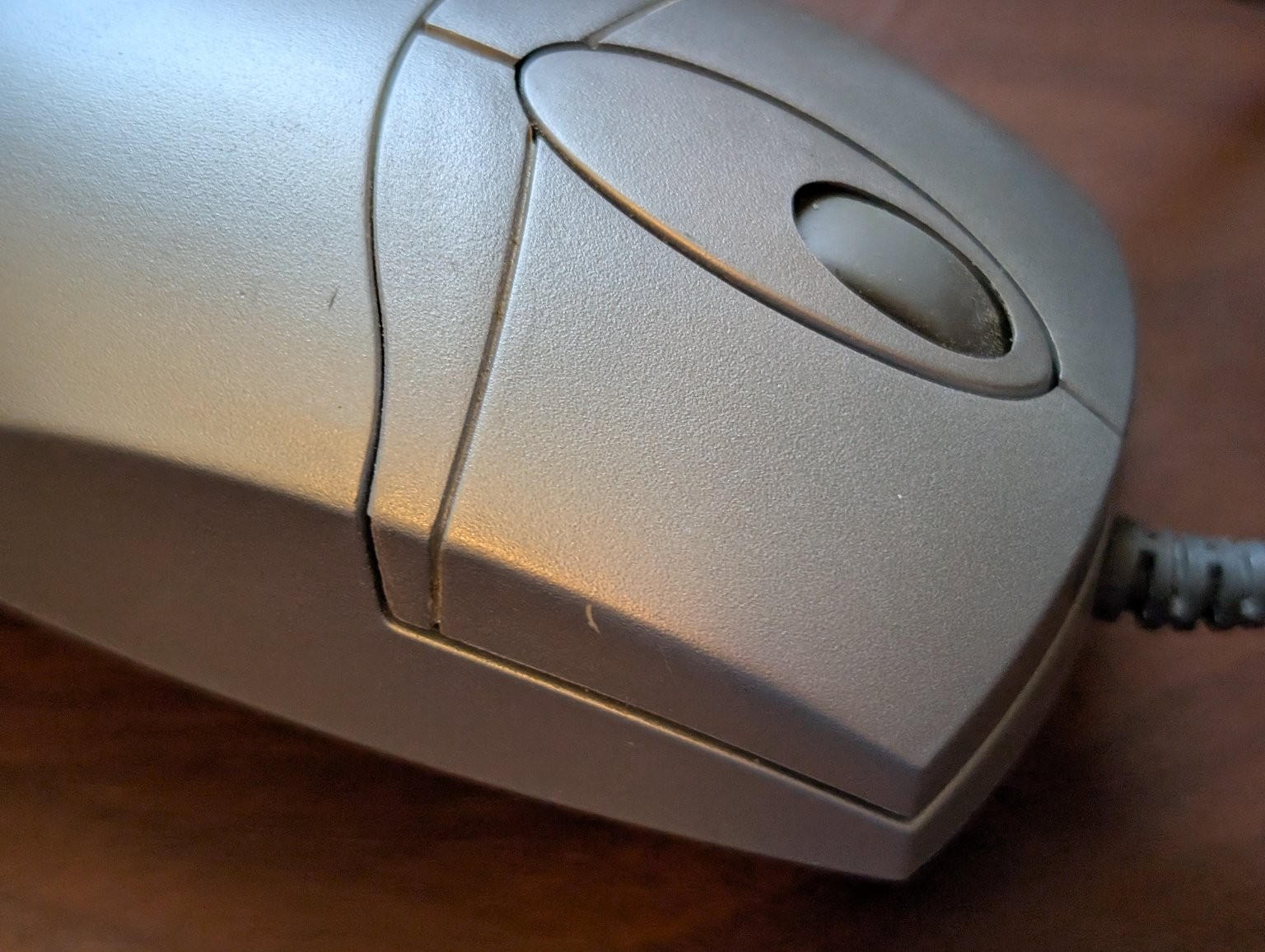 OptiEye-E USB Wired Optical Mouse Silver Grey Translucent Red