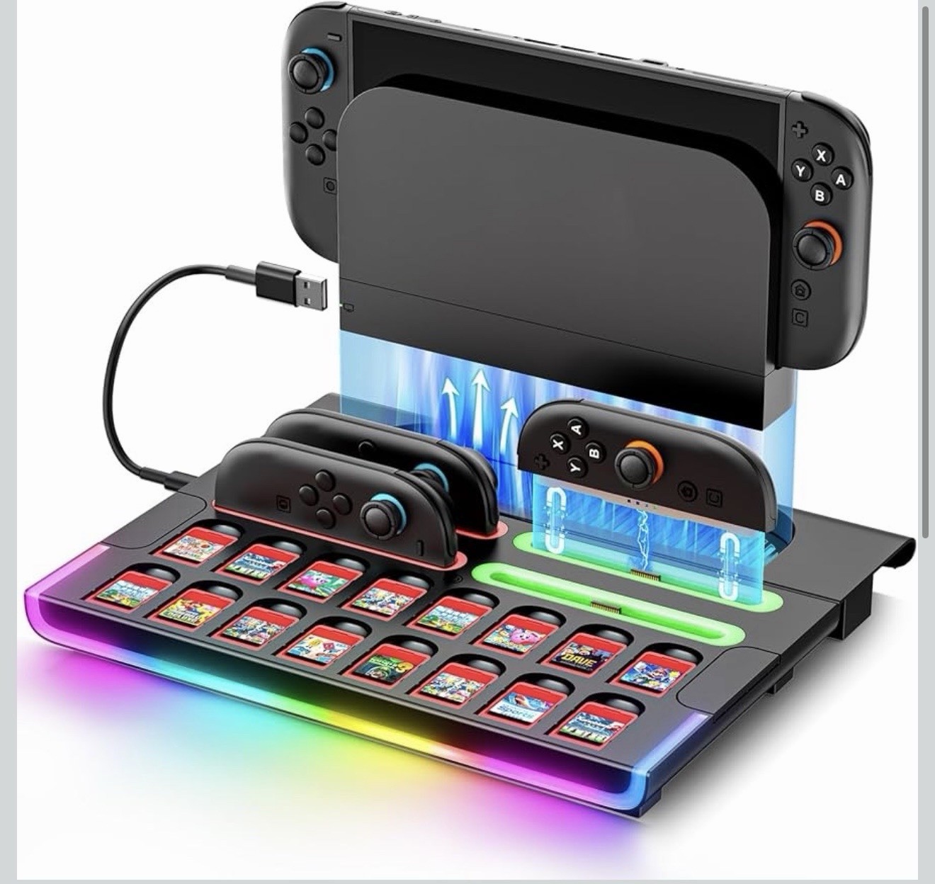 SW2 Controller Charging Dock Fast Charge, Ambient Light Game Card Storage Sealed
