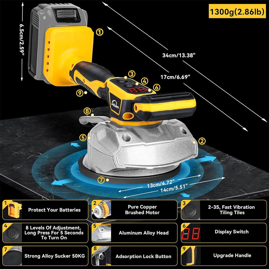 Tile Vibration Machine Tool Tile Vibration Leveling Machine for DeWalt 20V Max