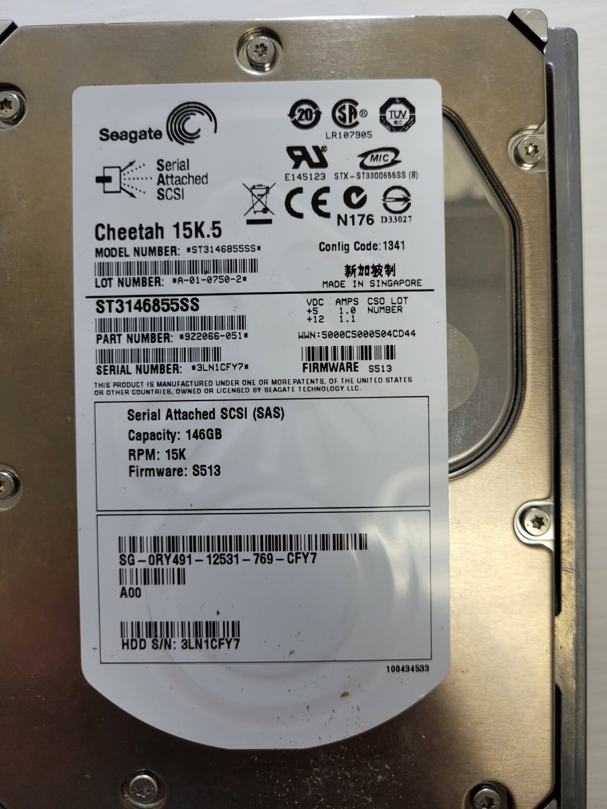 Lot of 10 Cheetah 15K.5. 146GB RPM15K FIRMWARE S513 used and cleaned