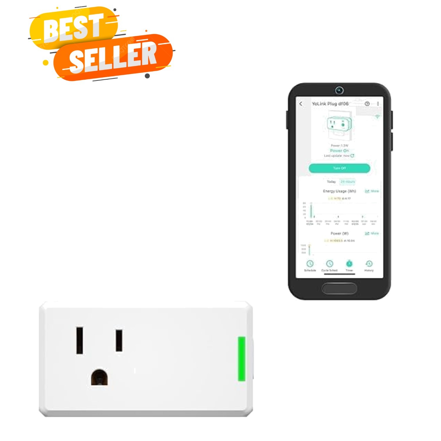 Smart Energy Plug 15A – 1/4 Mile LoRa Range, High-Power Devices with Cycle Sc...