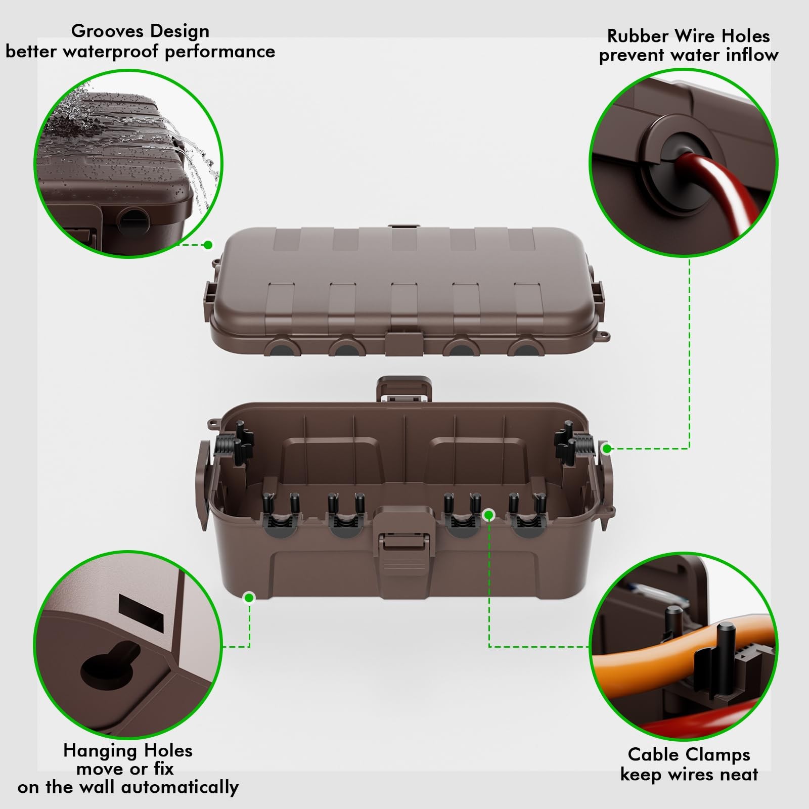 Outdoor Electrical Box, IP54 Weatherproof Extension Cord Cover with 6 Cable E...