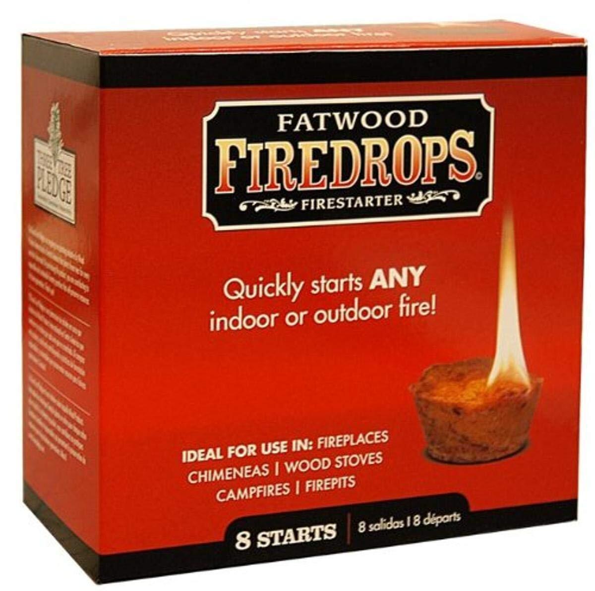 Better Wood Products Fatwood Firedrops Firestarters, 8-Count Box