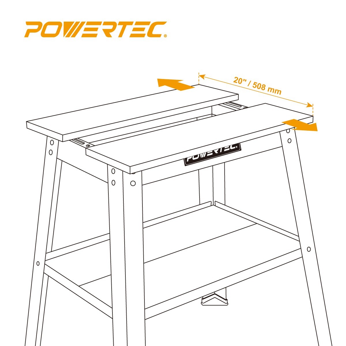 POWERTEC UT1002 Universal Tool Stand with Split MDF Top