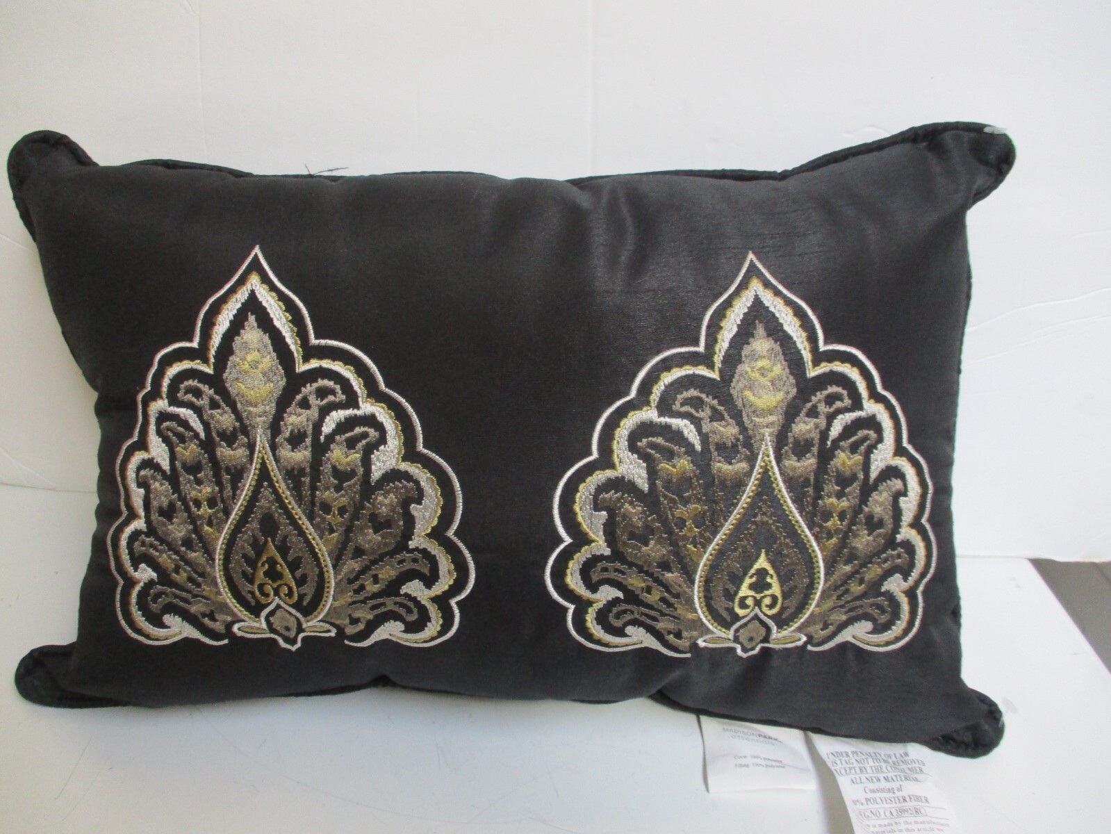 Madison Park Black w jacquard Design Rectangular Accent Pillow