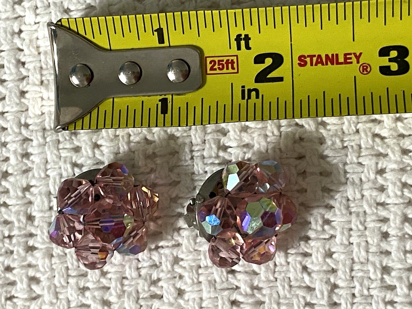 Vintage Pink Aurora Borealis Bead Cluster Earrings