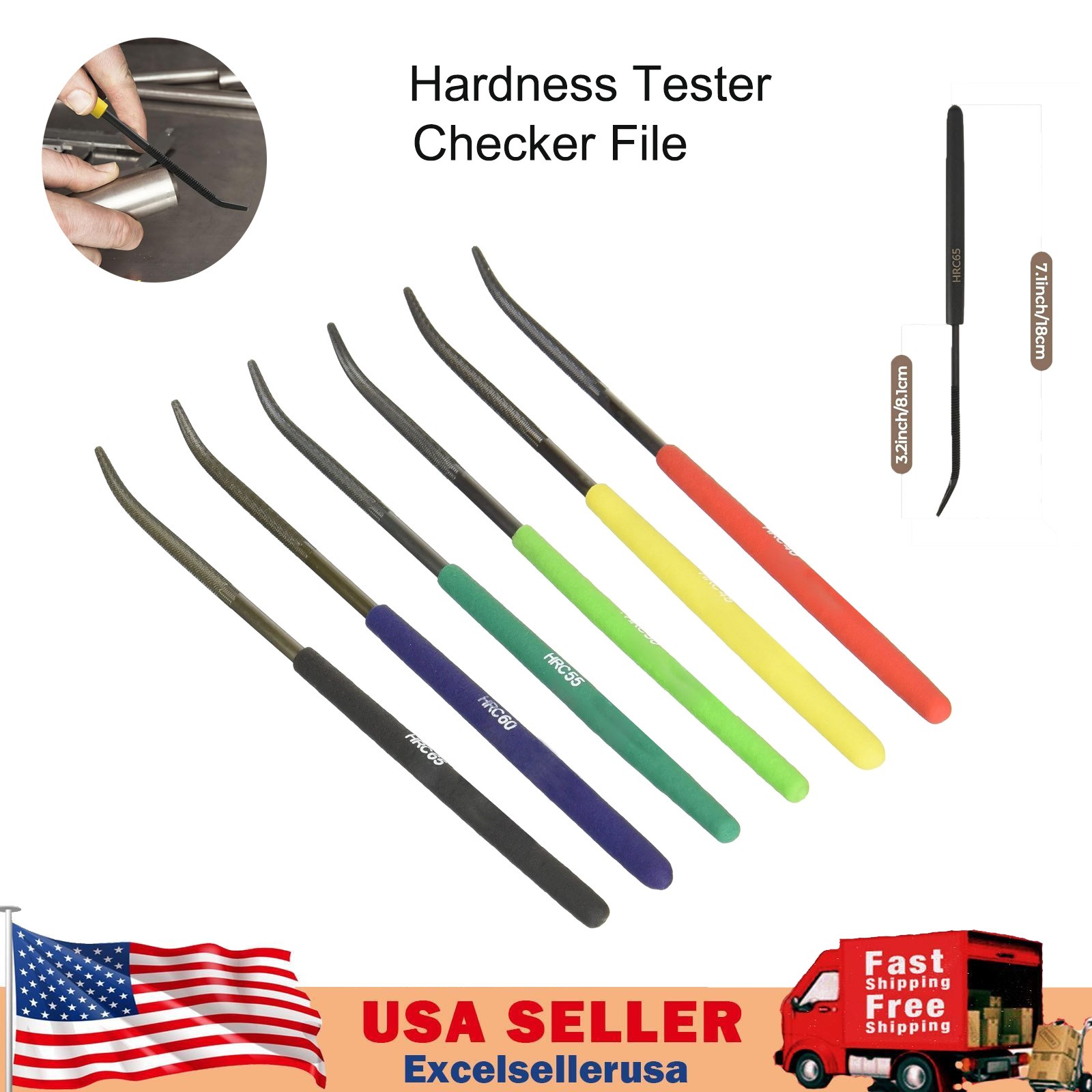 Hardness Tester Checker File HRC40-HRC65 Set of 6 Hardness Tester File with Bag