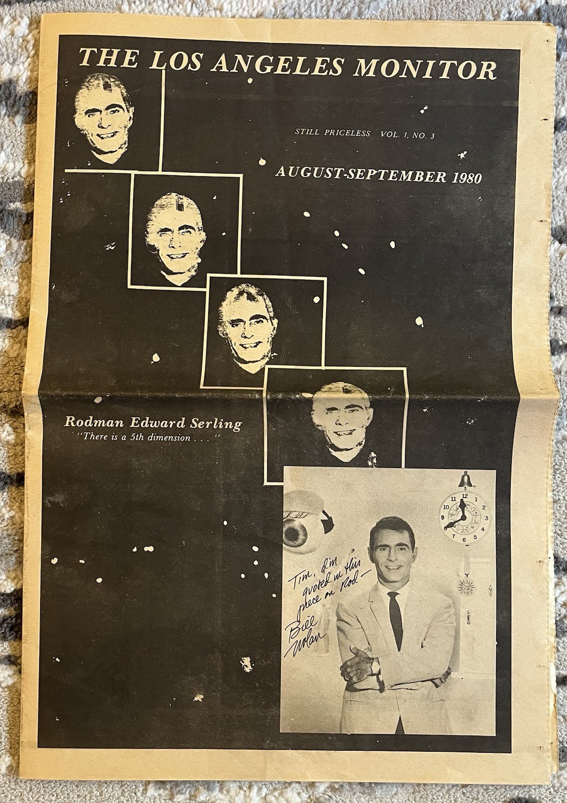 Twilight Zone / Rod Serling ~ The Los Angeles Monitor Vol 1 No. 3 - 1980 ~ Rare!