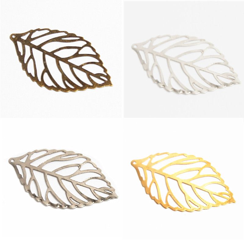Pkg 10 SCROLLED LEAVES FILIGREES 1-3/4" x 1" (44 x 26mm) Setting Finding (#B970)