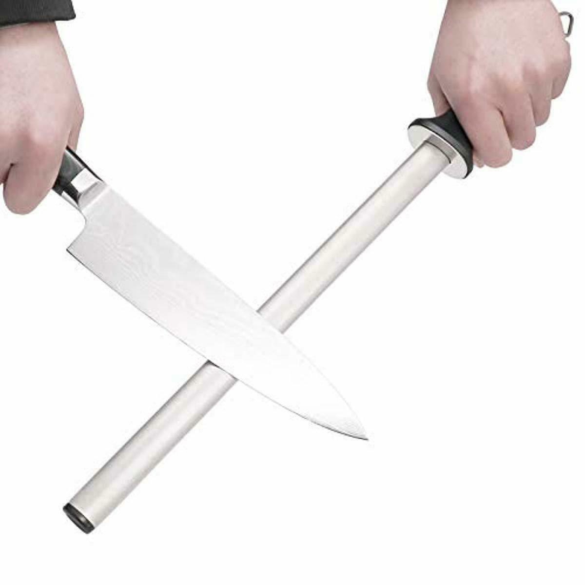 New 10" Knife Sharpener Professional Chef Sharpening Rod Diamond For Kitchen