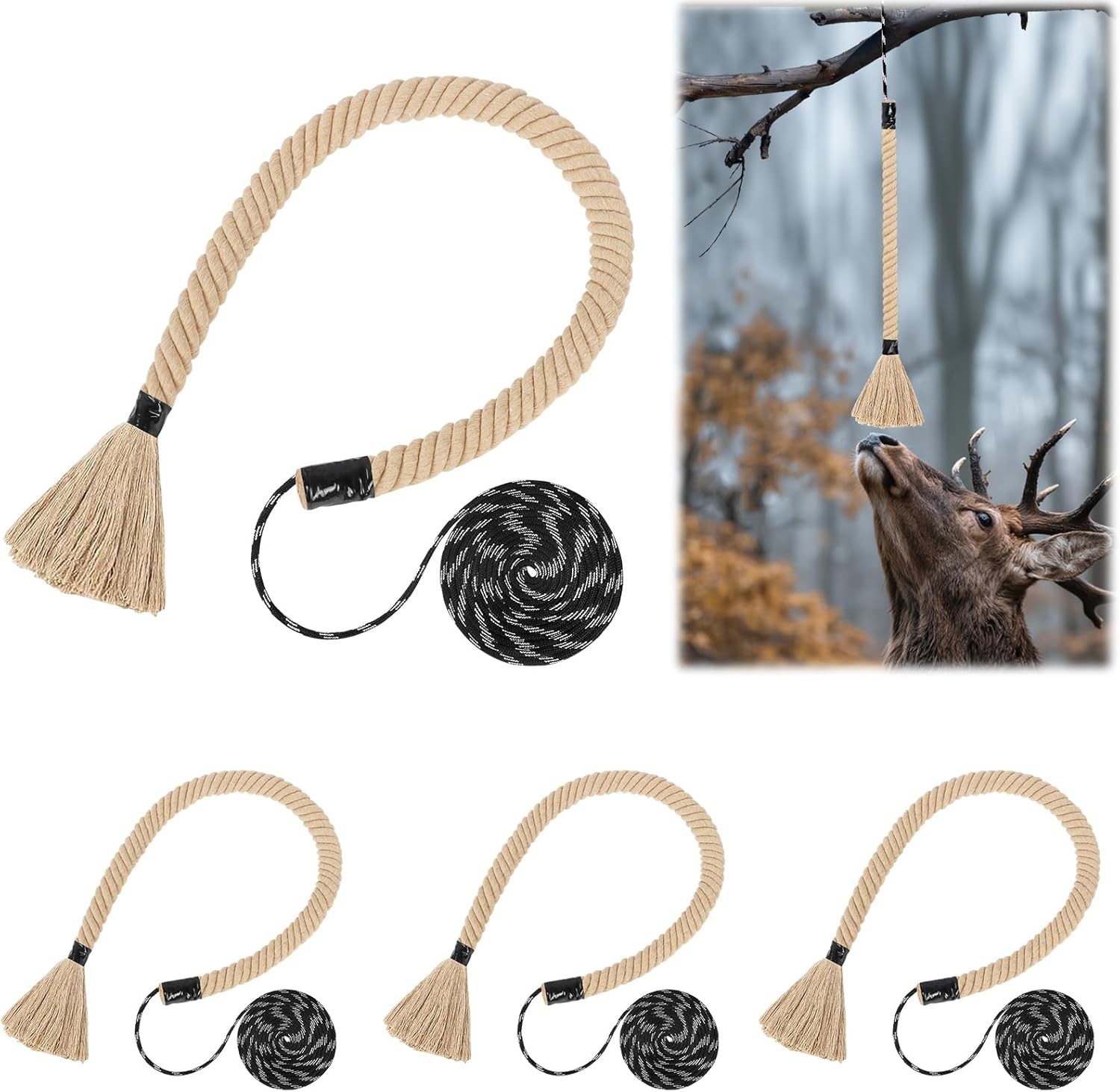 2/4PK Deer Scent Ropes Hemp Scrape Rope with Paracord for Hunting Attractant