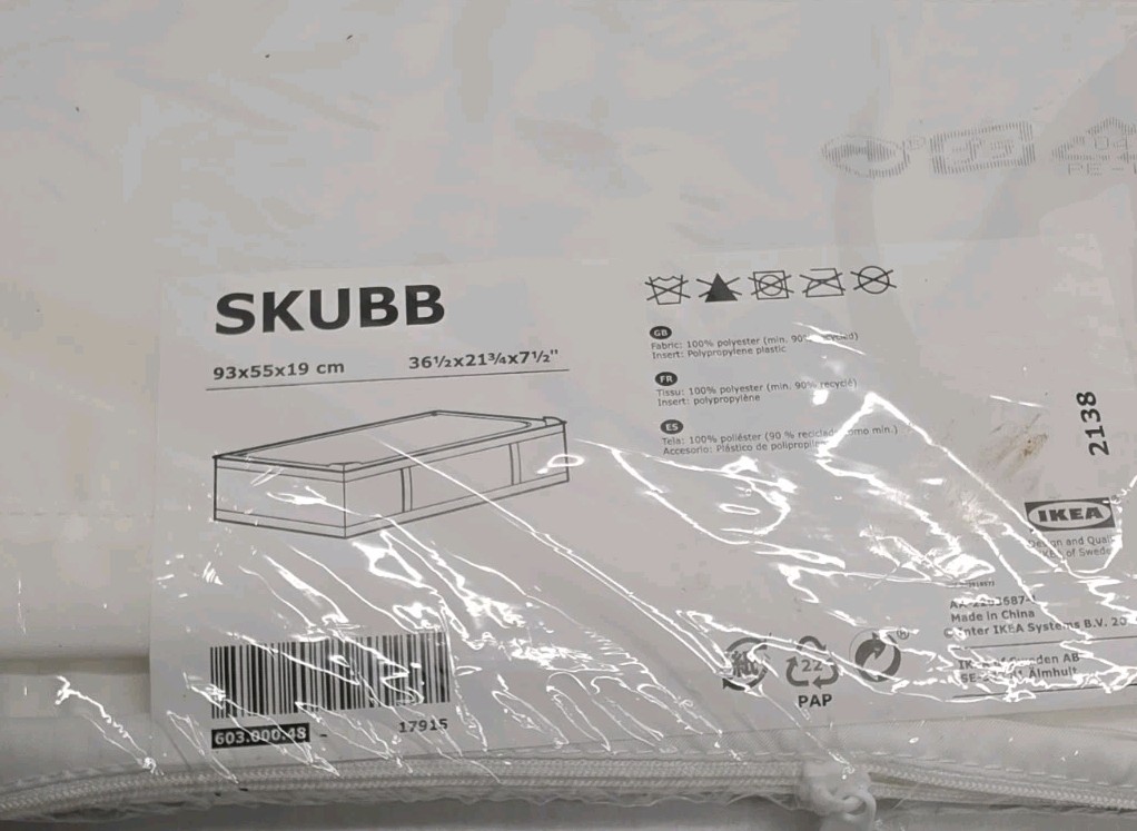 Ikea SKUBB White Storage Box 36"× 21 3/4"x 7 1/2" New