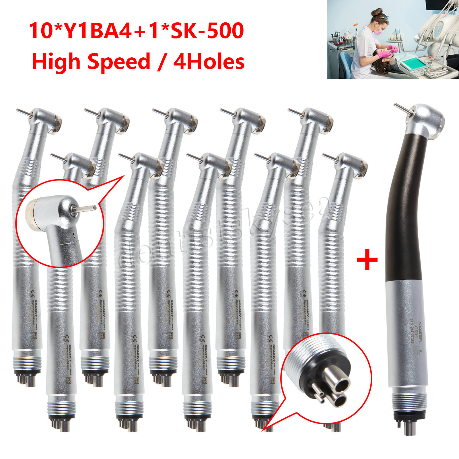 11* NSK Style Dental High Speed Handpiece Push 4Hole SEASKY-04 Y1BA4