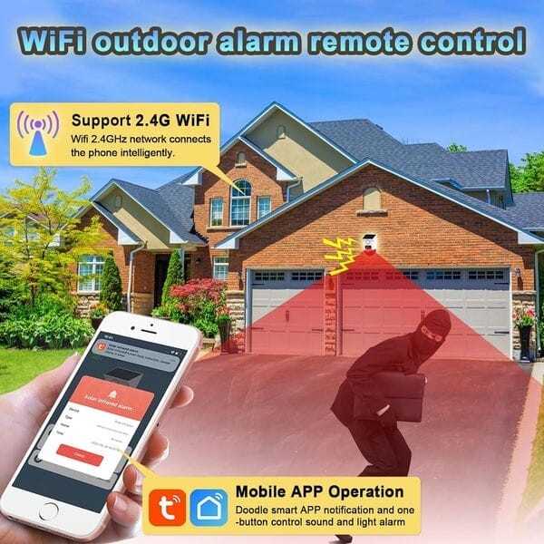 Outdoor Alarm with Solar Panel Pir
