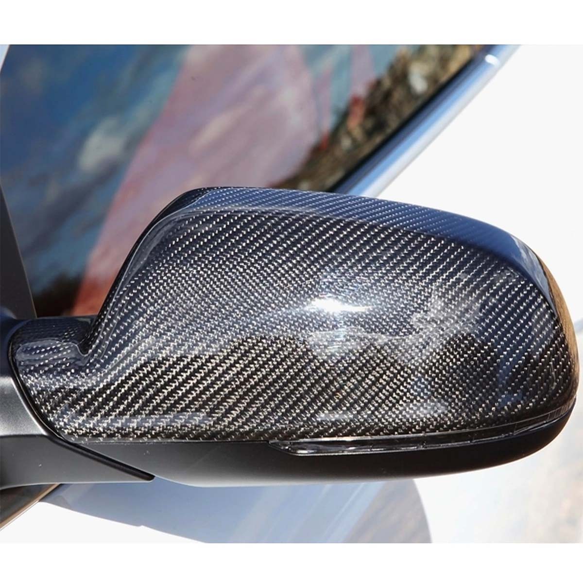 Carbon Fiber Look Mirror Cover Caps For Audi A5/S5 B8.5 2010-2016 W/ Lane Assist