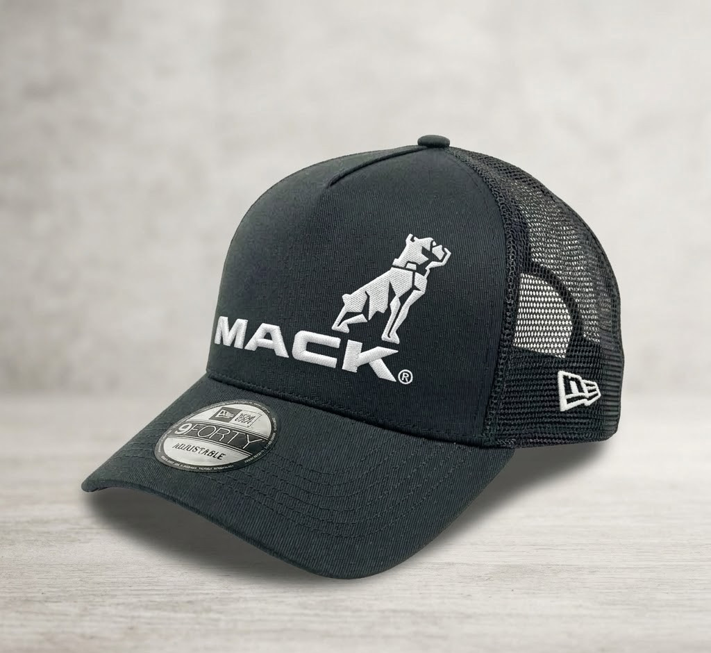 MACK Trucks Bulldog Logo Black Mesh Back Trucker Hat Adjustable Cap