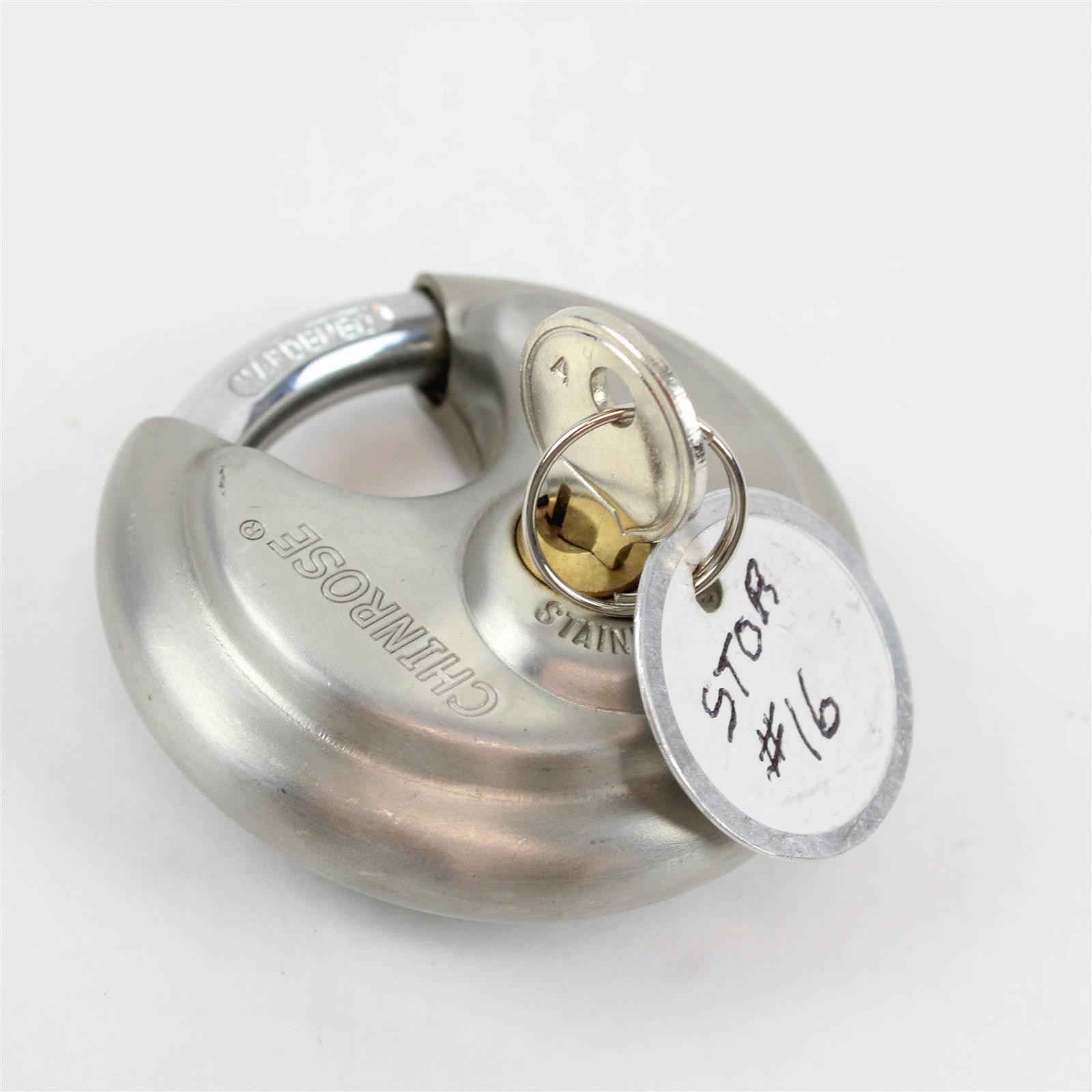 CHINROSE D70 Stainless Steel Disc Padlock w/ 1 Key Round Hardened Lock