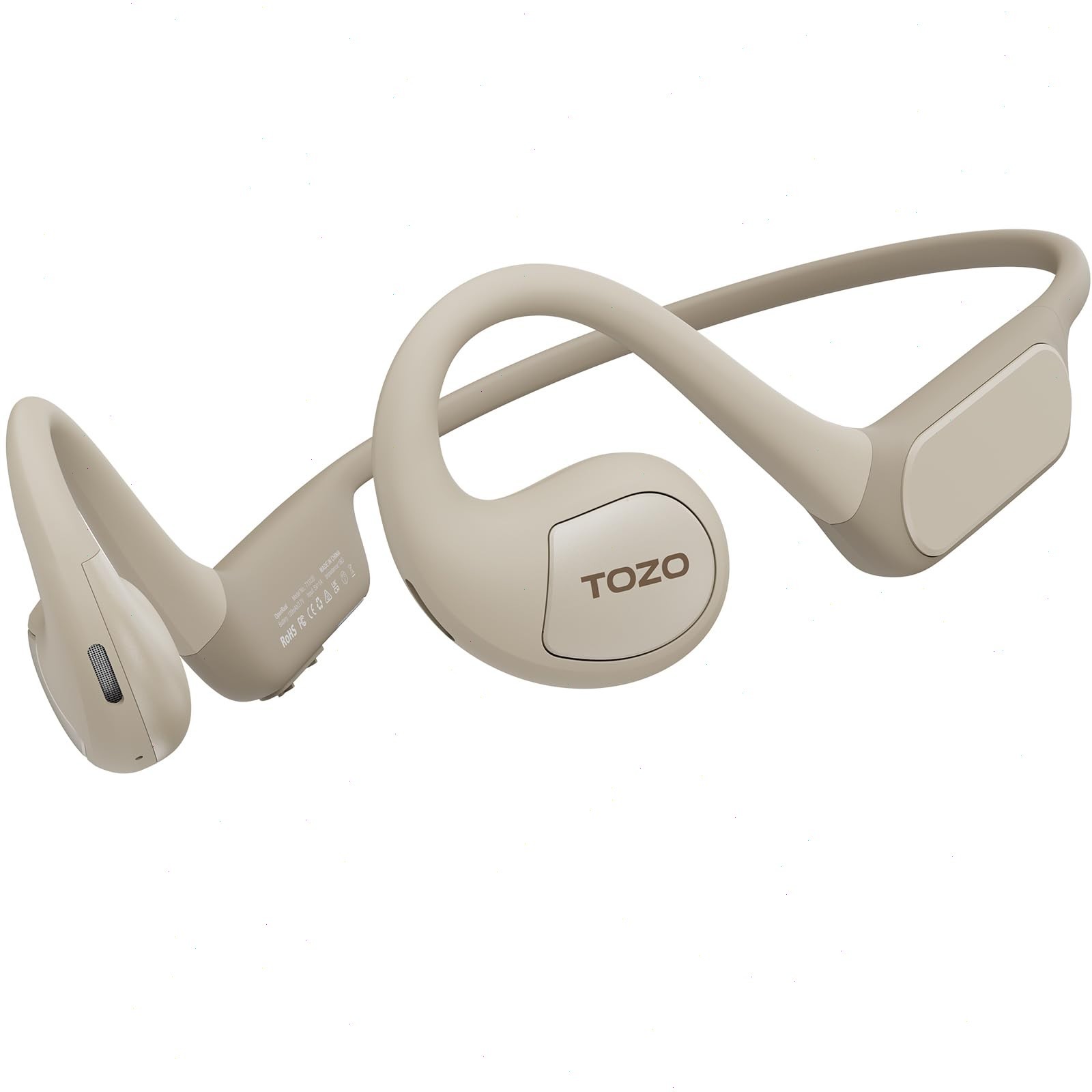 TOZO OpenReal Open Ear Headphones Bluetooth 5.3 Wireless, Khaki Refurbished