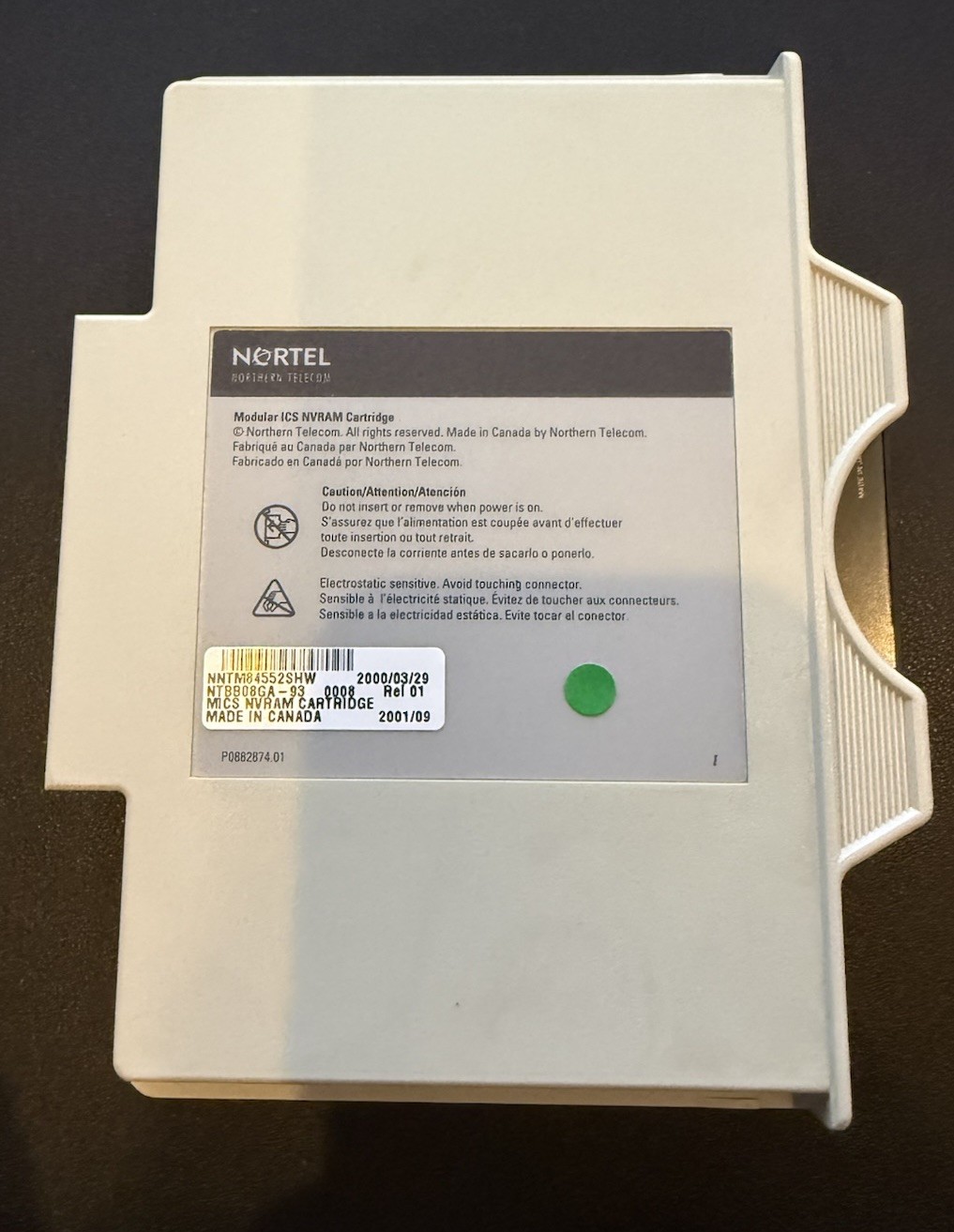 NORTEL MICS NVRAM CARTRIDGE NTBB08GA-93 & MICS-DR 4.1 SOFTWARE NT7B64LX