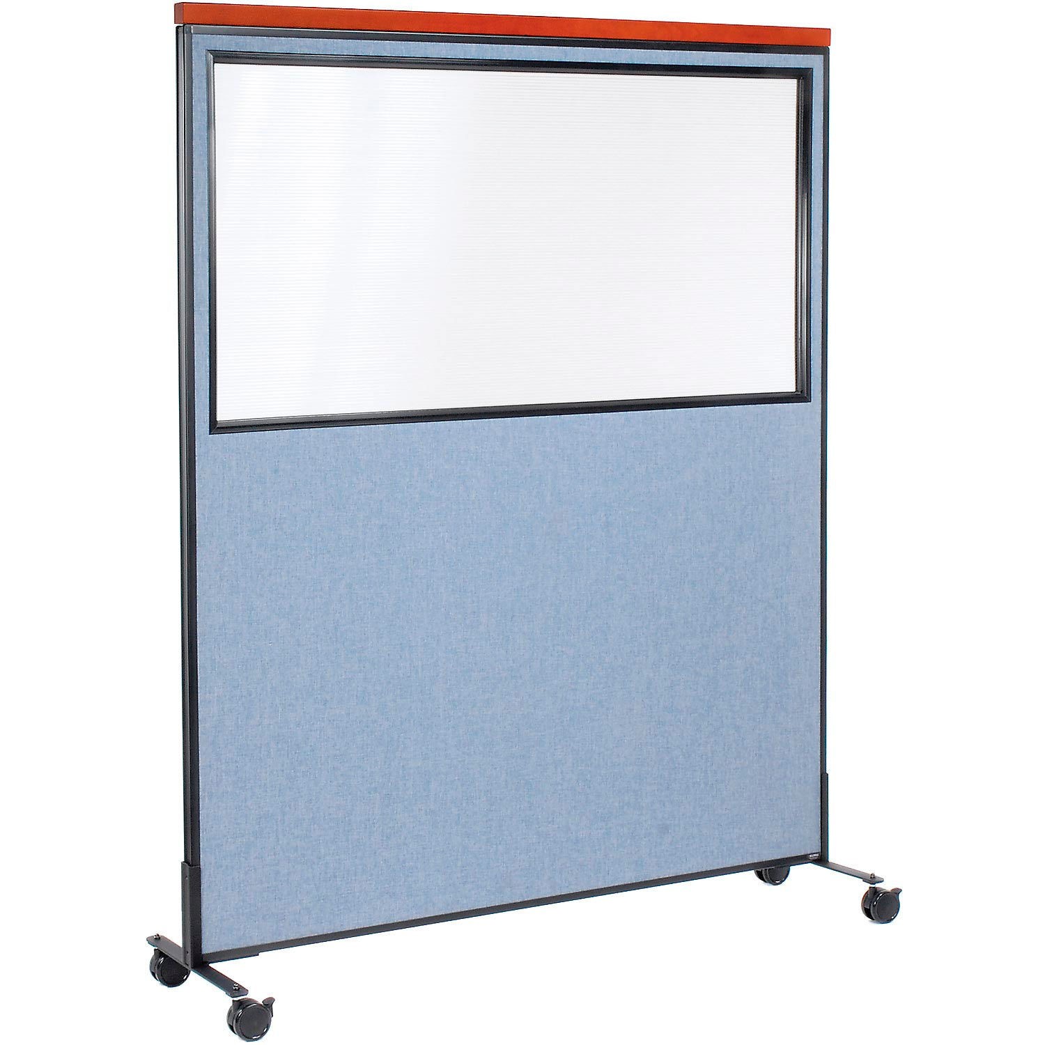 60-1/4"W x 76-1/2"H Mobile Deluxe Office Partition Panel with Partial Window