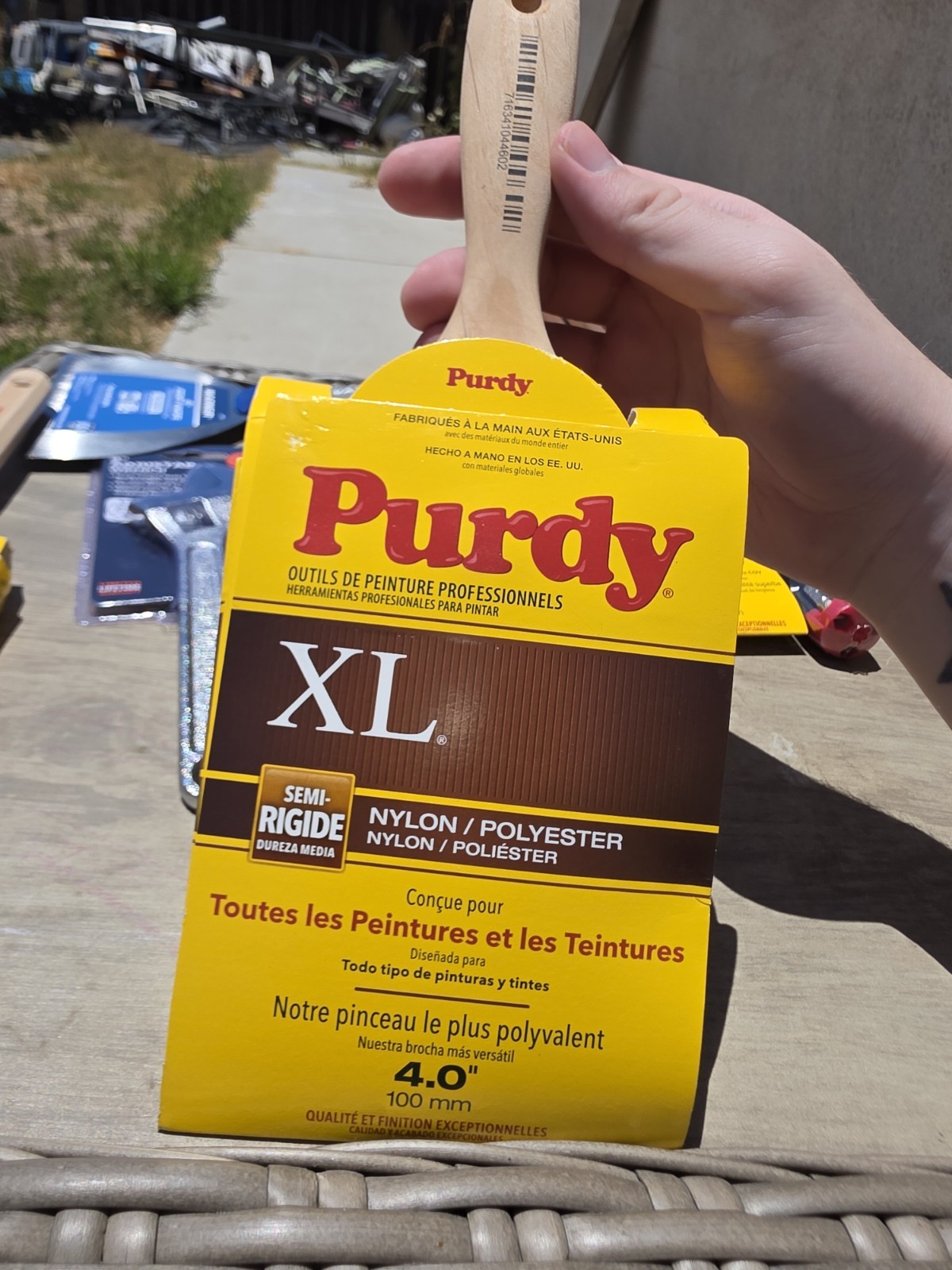 Purdy XL 4 in Flat Paint Brush Medium Stiff Nylon/Polyester Blend
