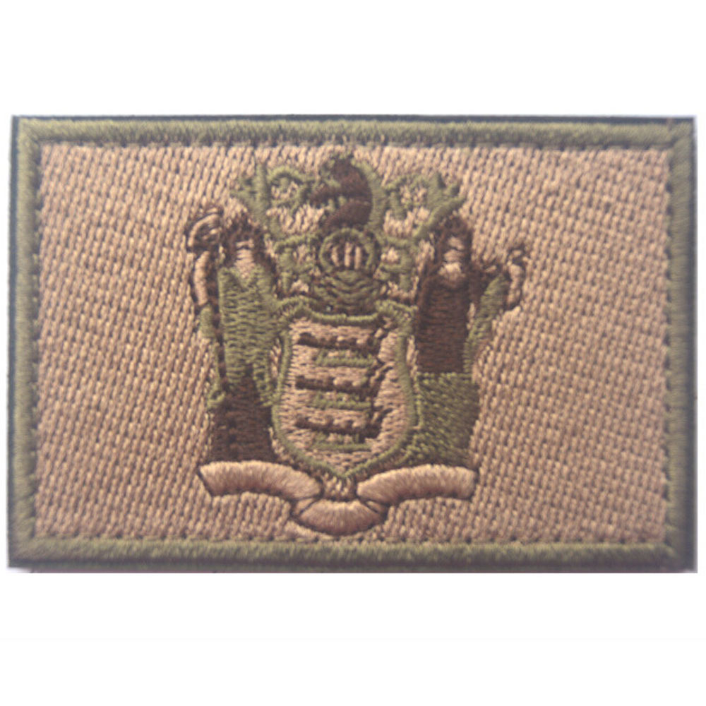 New Jersey  FL UNITED STATES USA STATE HOOK LOOP PATCH EMBROIDERED BADGE TAN*K