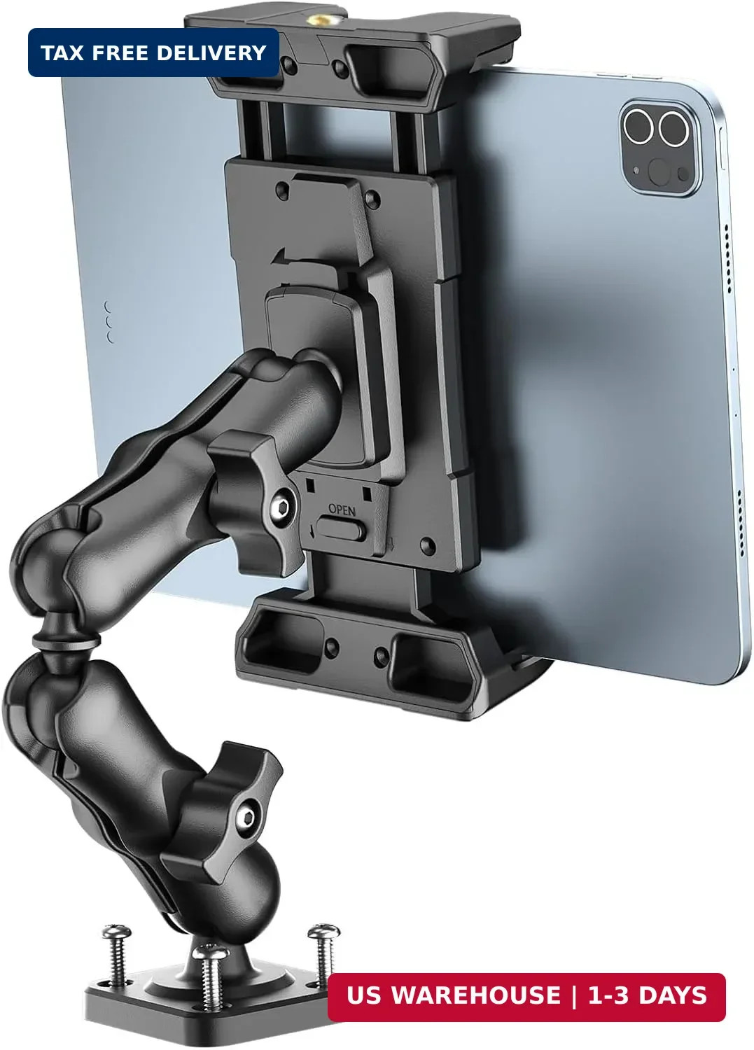 Tablet Mount for Truck - Heavy Duty Drill Base - Tablet Holder for Car Dashboard