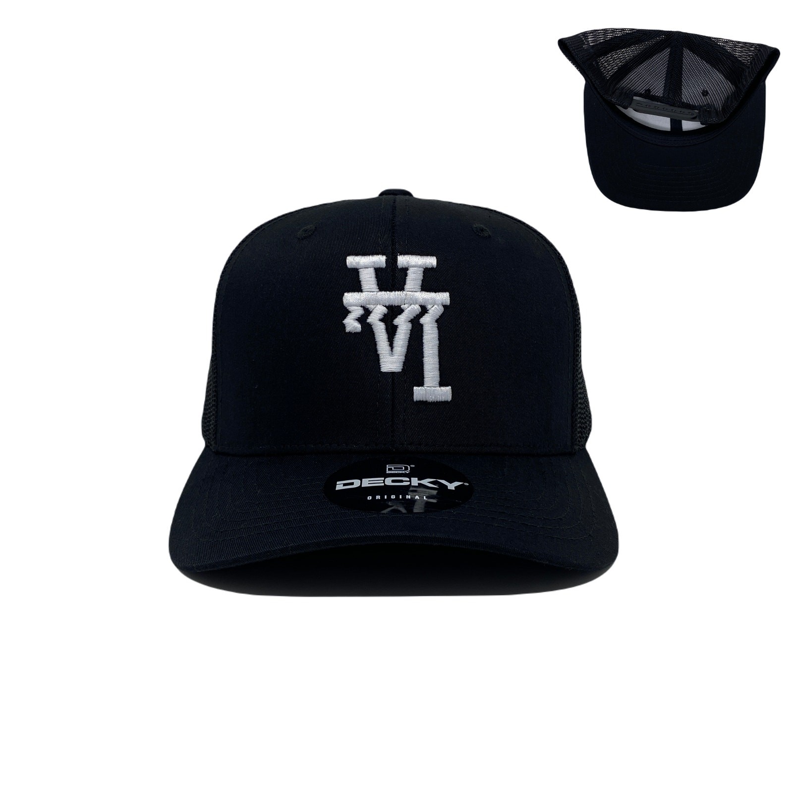 Los Angeles LA Wavy Upside Down Trucker Hat in Black