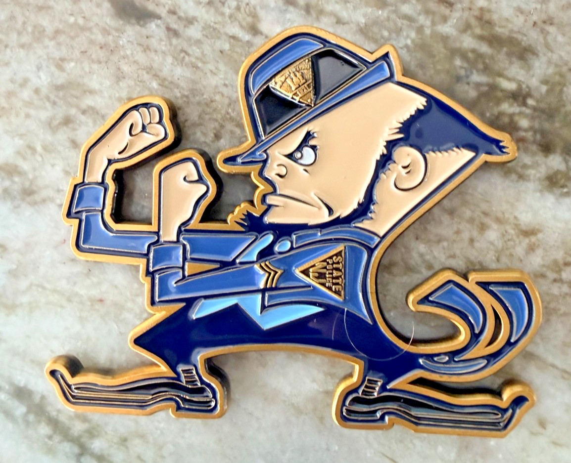 NEW JERSEY STATE POLICE FIGHTING  IRISH LEPRECHAUN ANTIQUE CHALLENGE COIN 3 IN