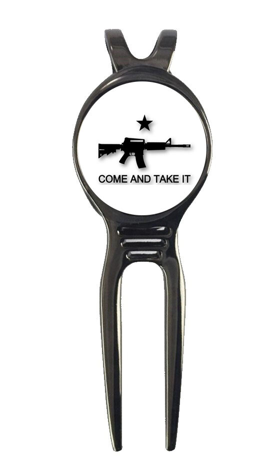 Come And Take It CATI 2A Gun Rifle Golf Ball Marker + Black Gunmetal Divot Tool