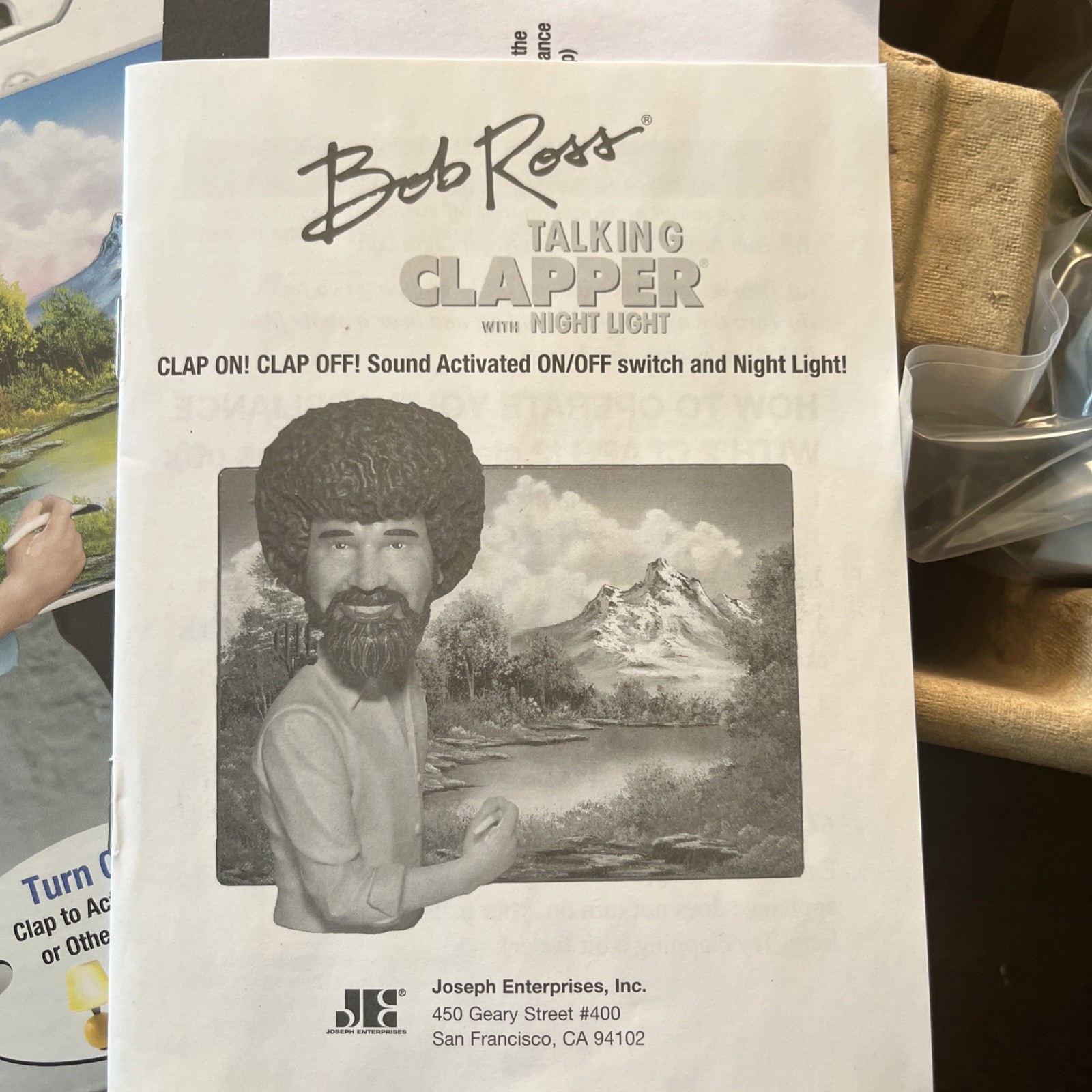 Bob Ross Talking Clapper w/Night Light -Clap On Off -New Open Box