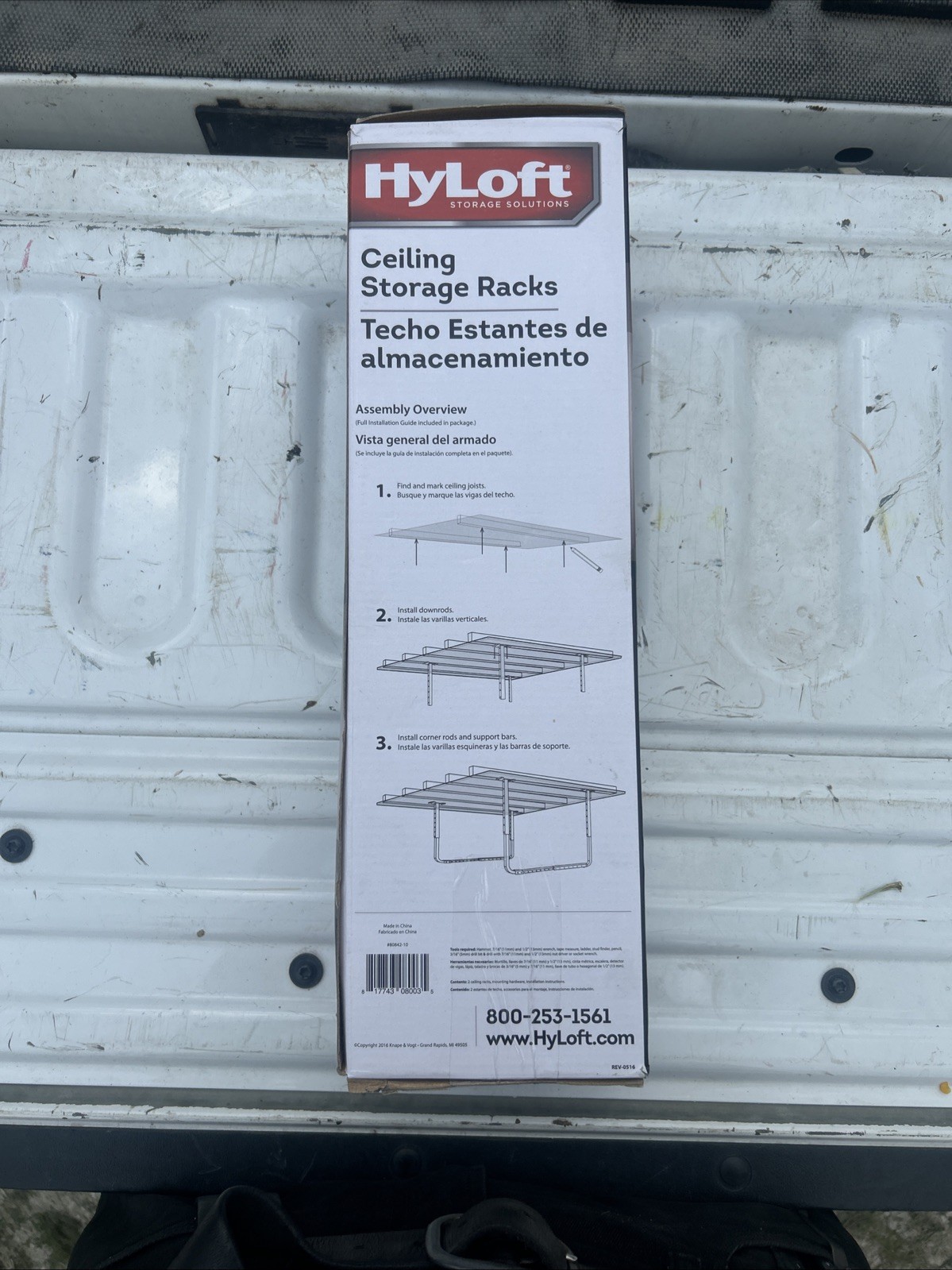 HyLoft Adjustable Ceiling Storage Rack 200 lb Garage Overhead Shelf White New