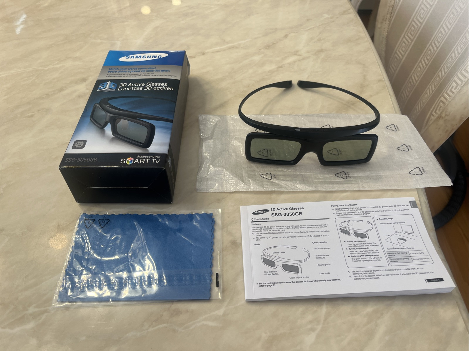 SAMSUNG SSG-3050GB BLACK STEREOSCOPIC 3D ACTIVE GLASSES - TESTED & WORKING WELL
