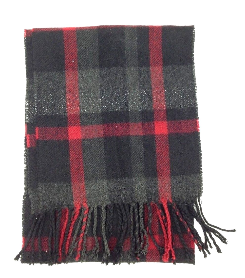 $65 Bloomingdale'S Unisex Men Red Black Plaid Casual Winter Muffler Scarf Shawl