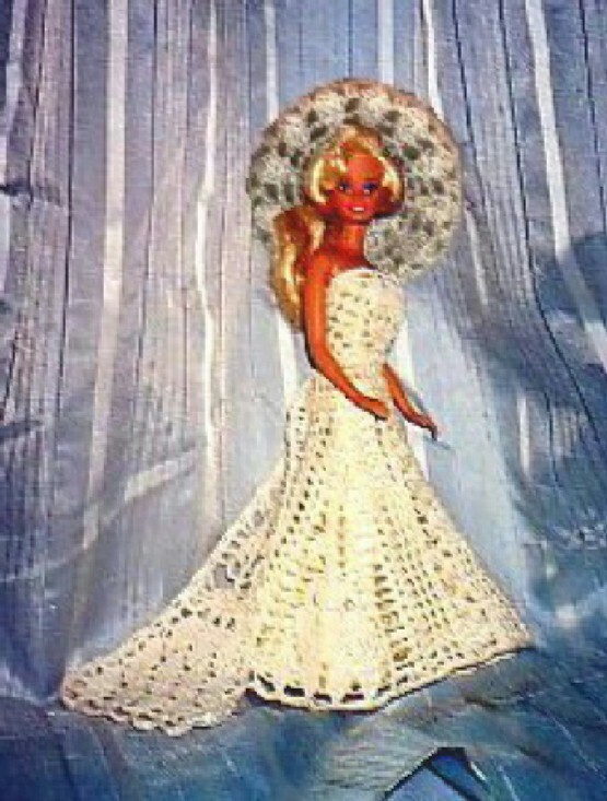 Elegant Crocheted Barbie Wedding Gown, Hat - Instructions & Pattern For Liner