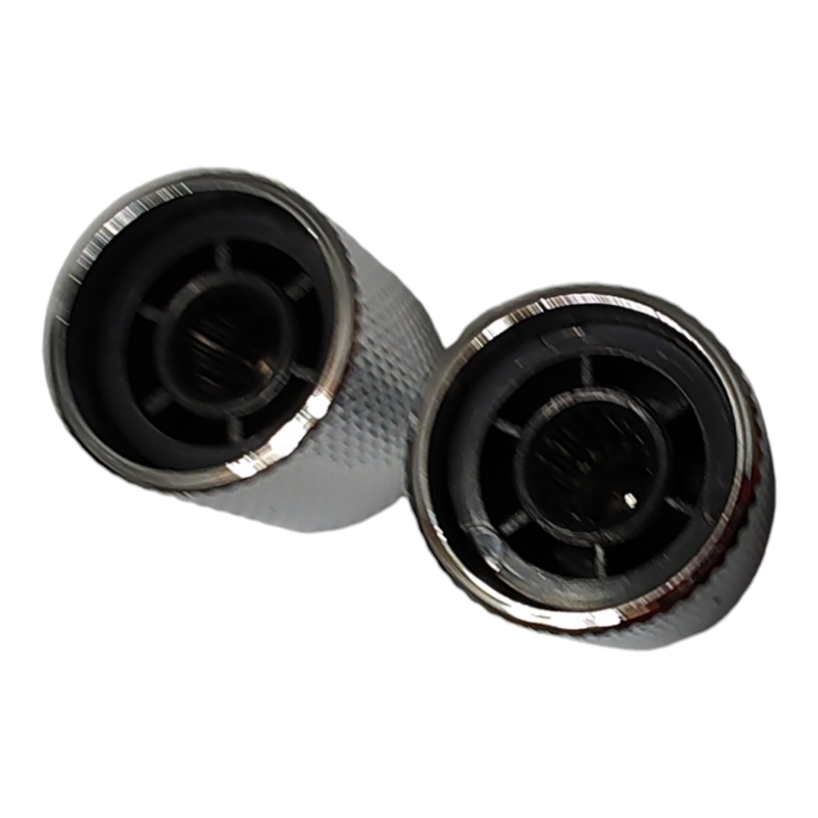 2 Import Spec Chrome Flat Top Barrel 18 Tooth Push On Knobs Tele or P Bass