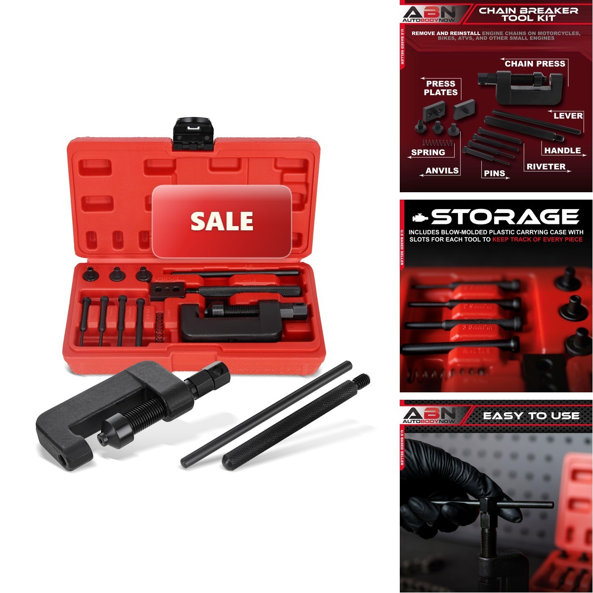 ABN 9086 Chain Breaker Tool Kit 13 Piece Storage Case 35-630 Motorcycle Bike