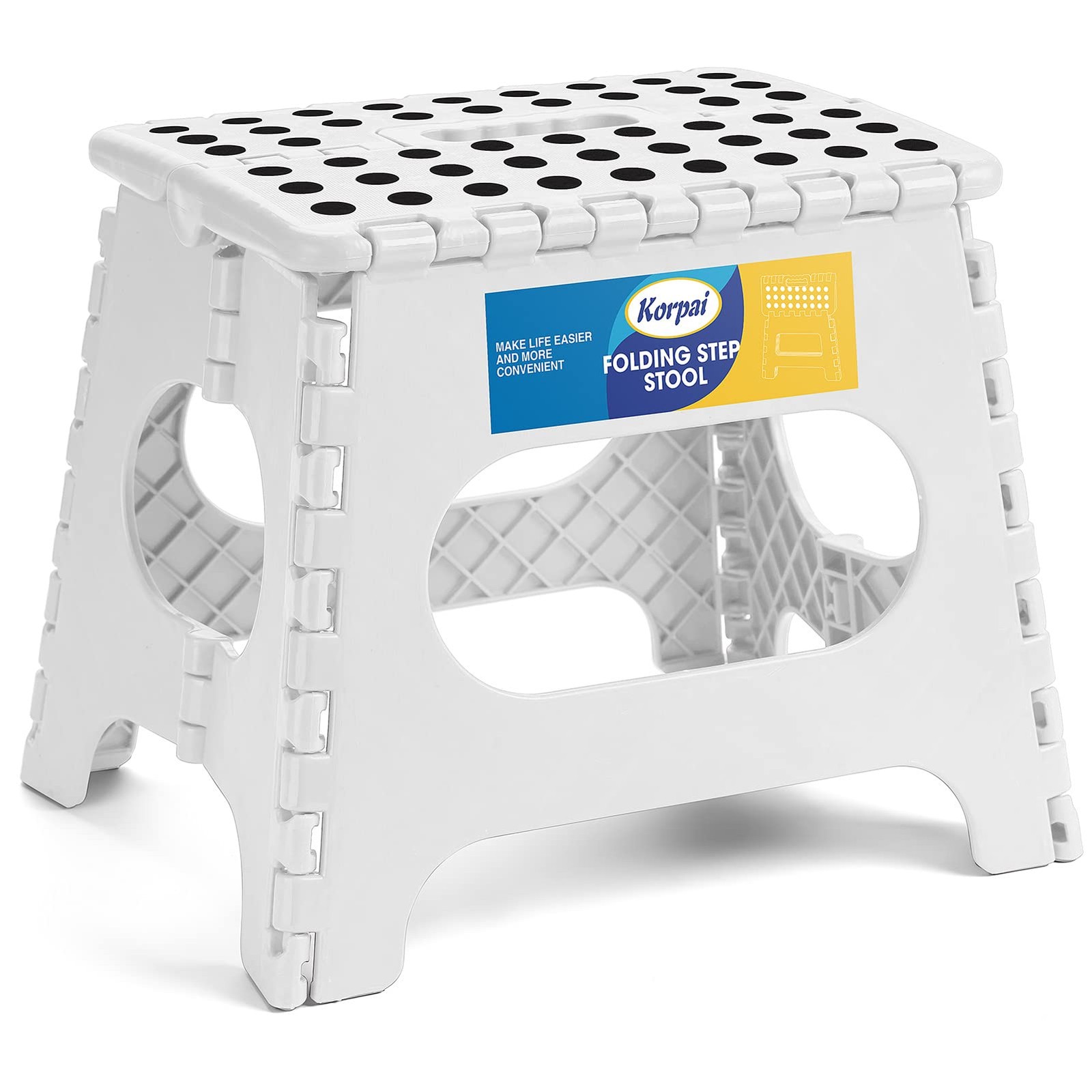 11" Folding Step Stool for Adults and Kids Holds Up to 300 lbs,Non-Slip Foldi...