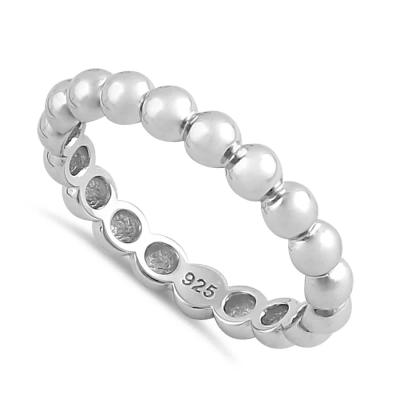 925 Sterling Silver Thick Stackable Bead Ring
