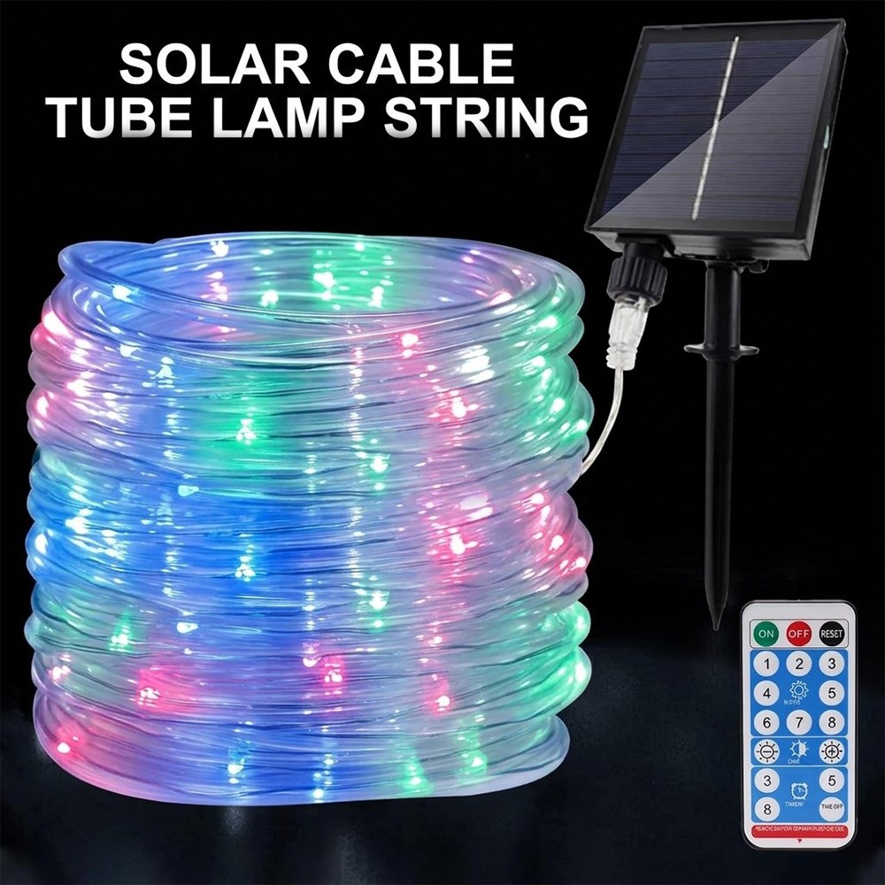 Solar Rope Lights 32M 105FT LED String Lights 8 Modes Waterproof PVC Tube Fairy