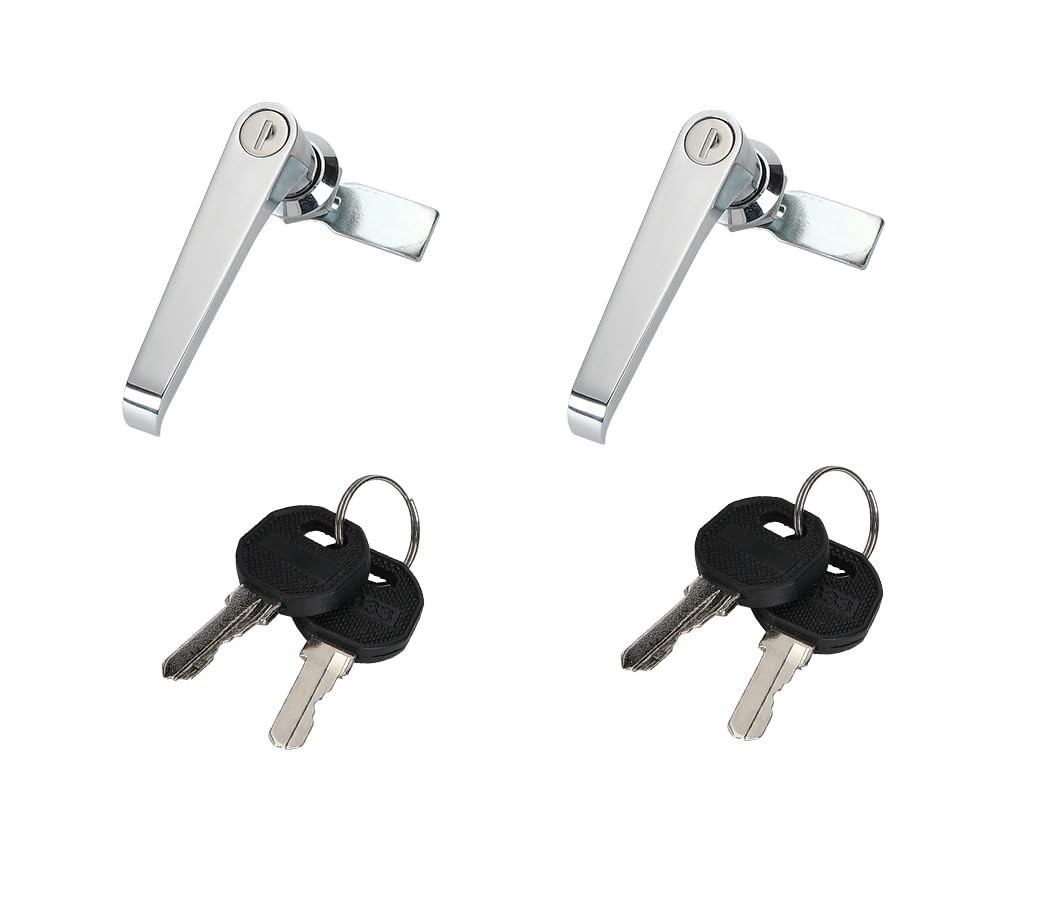 2 PCS Chrome Zinc Alloy Cabinet Handle Lock Switchgear Door Distribution