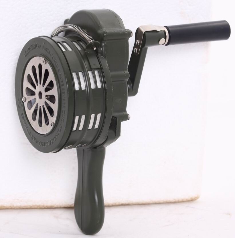HAND CRANK ALARM METAL PORTABLE SIREN (Heavy Duty, Absolutely No Mickey Mouse)