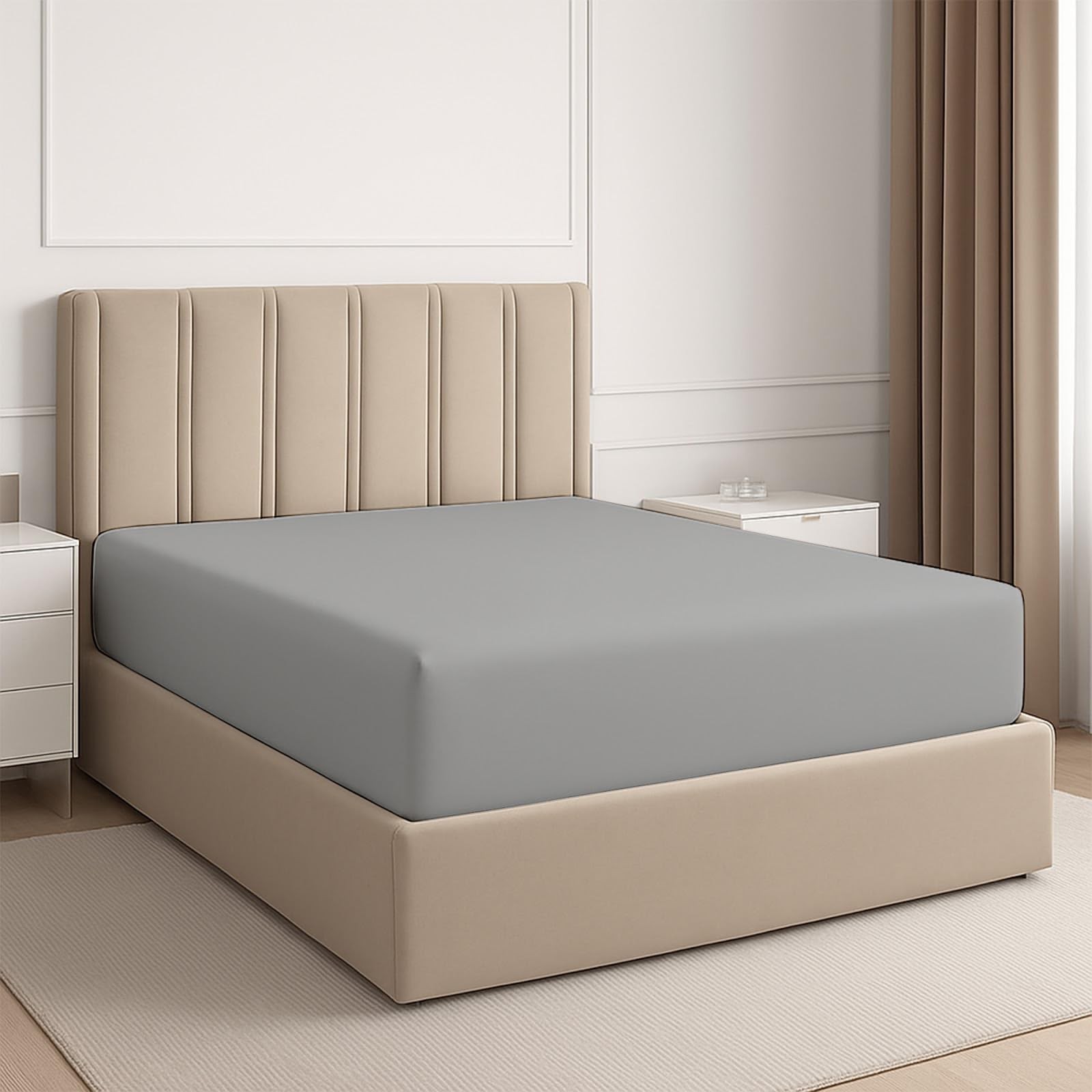 1 PC Queen Fitted Sheet Only, 100% Egytipan Cotton Bottom Sheets, Ultra-Soft,...